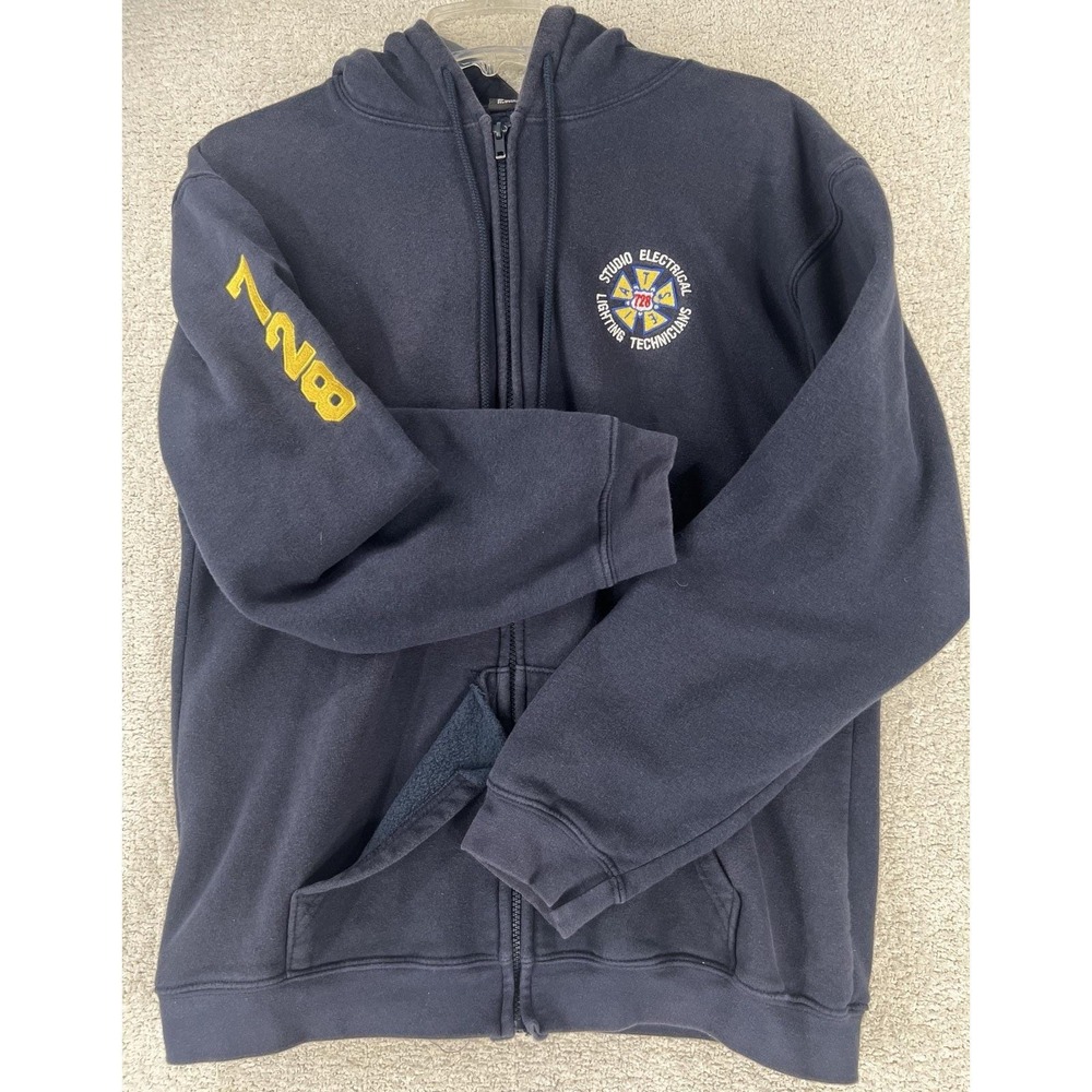 Bayside Hoodie Mens L IATSE Local 728 Studio Lighting Navy Full Zip USA Workwear - Picture 2 of 16